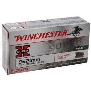 Winchester Ammo Q4269 USA Handgun 9x21mm IMI 124 gr Full Metal Jacket (FMJ) 50 Bx/ 10 Cs (not for 9mm Luger firearms)
