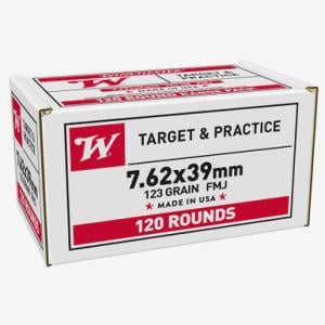 Winchester Ammunition USA 7.62x39mm 123 gr FMJ 120rds Rifle Ammo for High-Capacity Tactical Use - W76239120