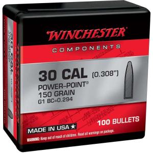 Winchester Power Point Bullets .30 cal. .308" dia. 150 Grain Power Point Not Loaded Ammo