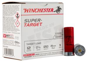 Winchester Super-Target Shotshells 12 ga 2-3/4" 1 oz 1250 fps #9 25/ct