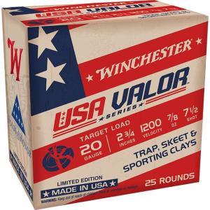 Winchester USA Valor 20 Gauge 2-3/4" #7.5 7/8 oz 25rds Shotshell - High-Quality for Versatile Use - USAV207