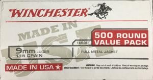 Winchester Win 9mm Luger 115 Gr Fmj 500 Pack